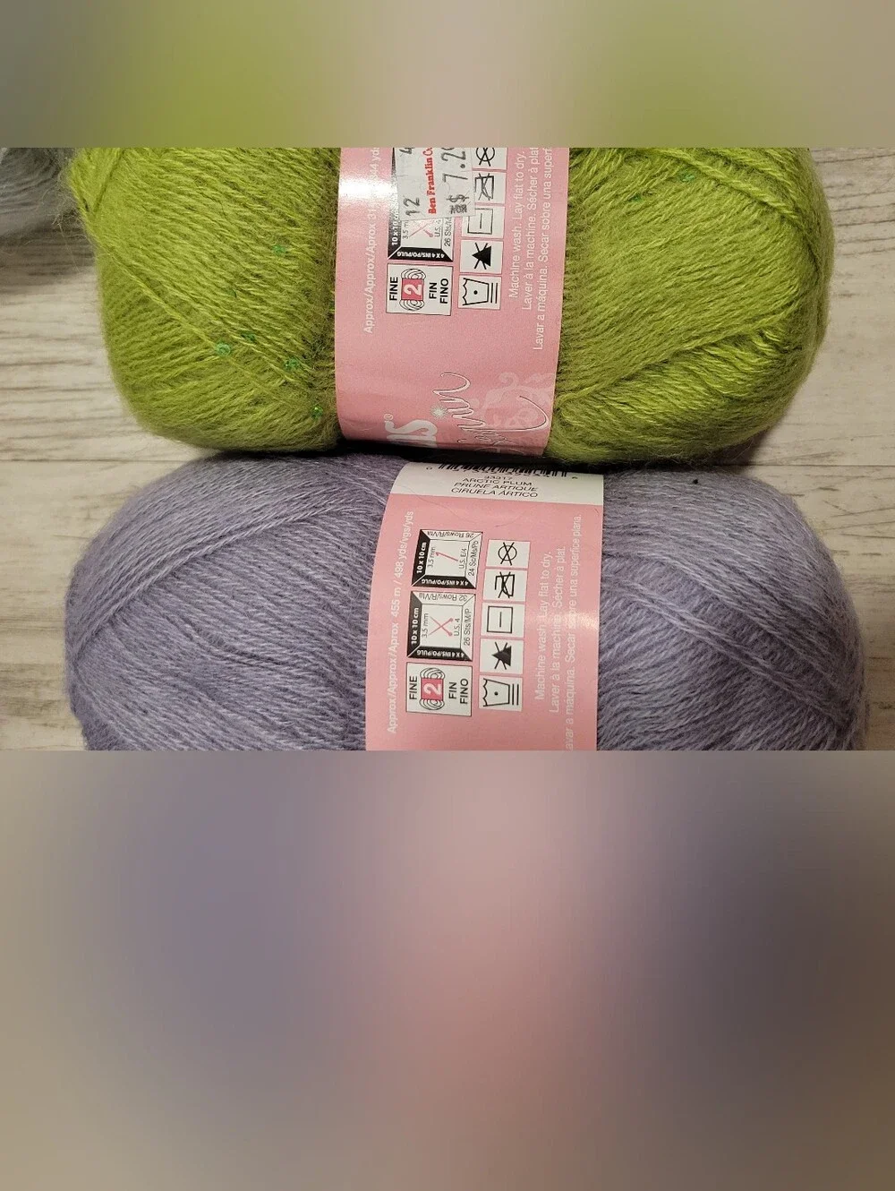 1.45 lb Lot 9 Skeins Patrons Lace Sequin Yarn Moonstone Pale Blue Topaz Amethyst